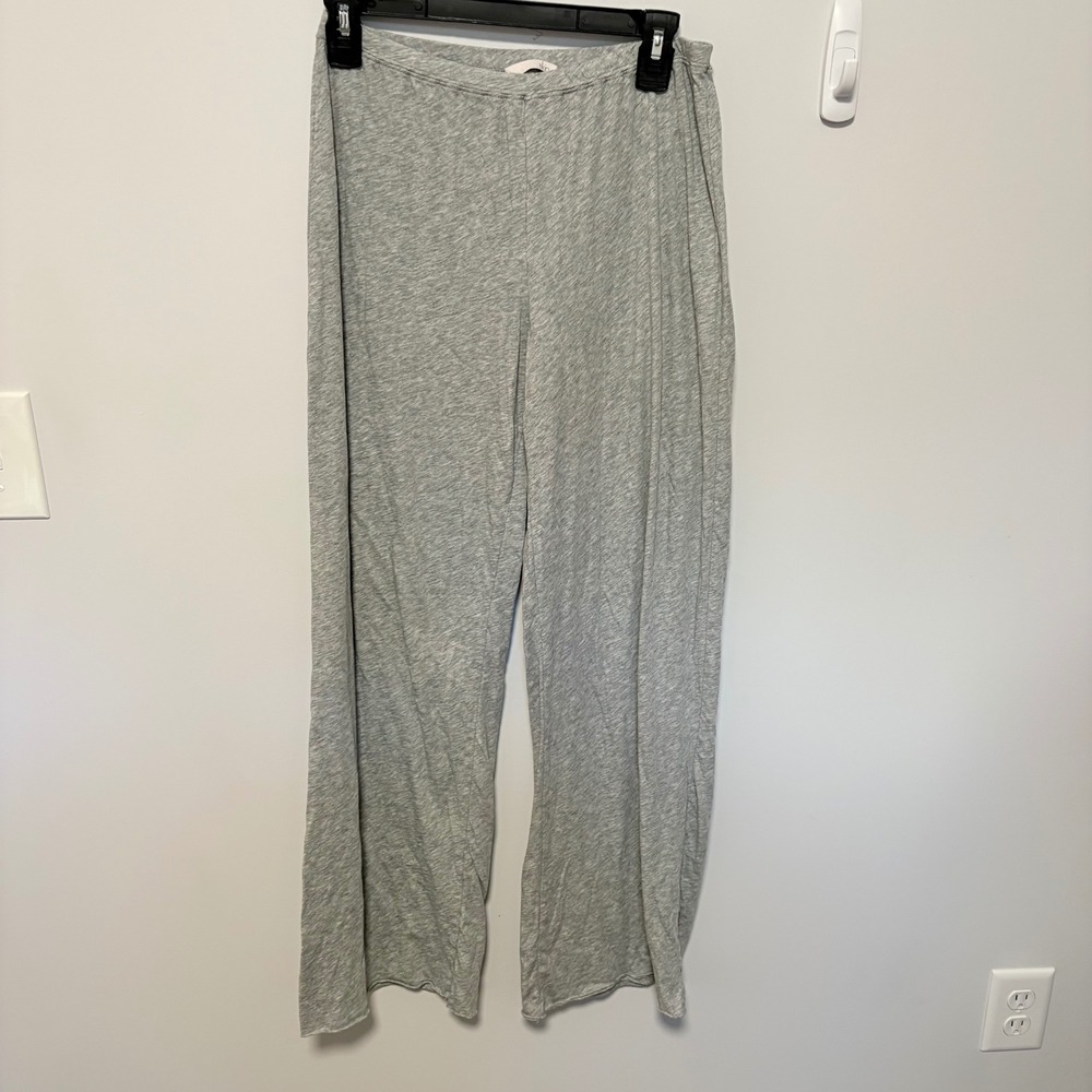 Skin Soft Pima Cotton Lounge Pants Women Gray size 2 Wide Leg Pajama Bottoms